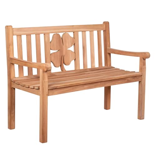 MR. DEKO® Gartenbank Motiv Teakholz | Holzbank mit Lehne | Friesenbank...