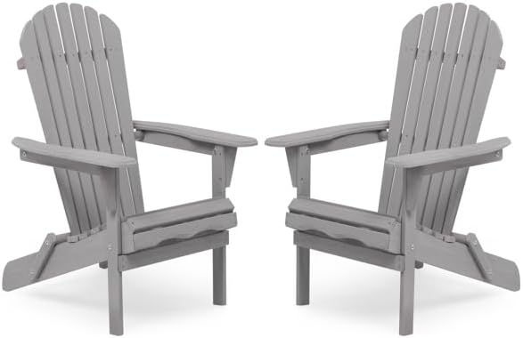 Juego de 2 sillas Adirondack plegables de madera maciza para jardín y exteriores, de madera de cedro maciza, sillas de patio