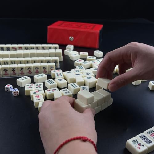Mini Travel Mahjong Set, 144PCS Juego tradicional chino miniatura 4