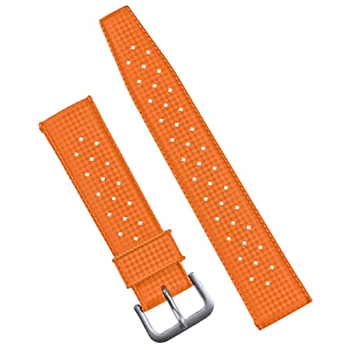 B & R Bands Tropical Retro Style Rubber Watch Band Straps - 20mm 22mm (22mm, Orange)