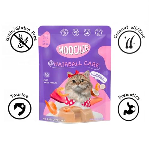 Image of PETS EMPIRE Moochie Cat Pate with Prawn (85g X 48) Tasty Wet Cat Food, No Artificial Flavours Cats Food with Prawn & Taurines, Non-Vegetarian Cat Foods Pouch for Adult Cats