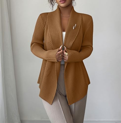 Womens Loose Fall Outwear Ribbed Blazer Jacket Blazers Notched Lapel Jacket3