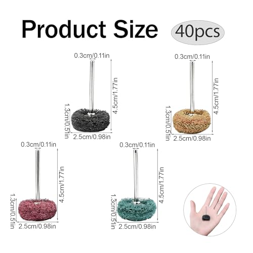 40 Stück Abrasive Buffing Wheels, Schleifmittel Polierscheiben, Fächerschleifer für Bohrmaschine, Körnungen 80/150/240/300, Vielseitiges Polierzubehör für Metall, Schmuck und Mehr