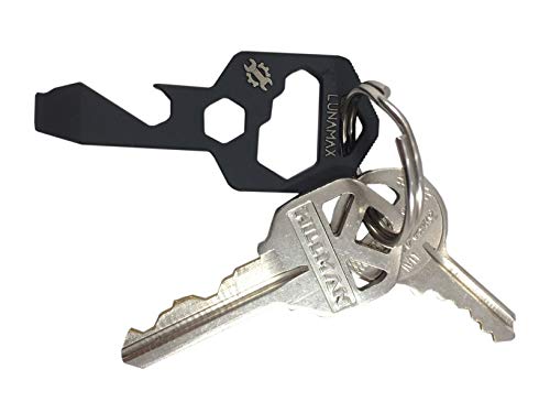 Lunamax Mighty Key-Titanium 8 In 1 Multi-Tool For Keychain- Strong, Lightweight, All- In-One Bottle Opener, Flathead Screwdriver, Wrench, Box Cutter, And Hex Driver (Black) #TOP2