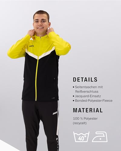 JAKO Iconic Kapuzenjacke Gr. 44 Schwarz/Soft Yellow - Zipper Hoodie Damen, Bequeme Sweatjacke mit Keep Dry Funktion aus 100% recyceltem… – Ansicht 6