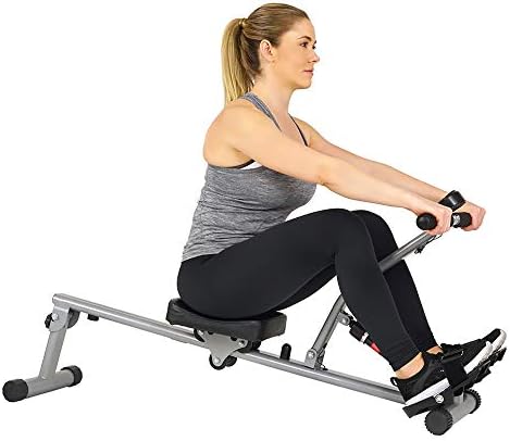 Sunny Health & Fitness SF-RW1205 12 Adjustable Resistance Rowing Machine Rower w/ Digital Monitor