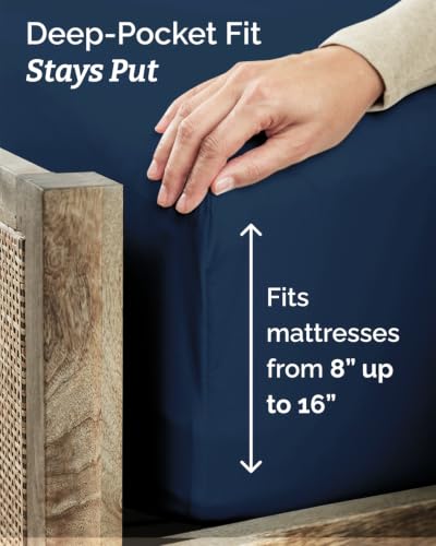 Image of Twin 4 Piece Bed Sheet Set - Comfy, Breathable & Cooling Sheets - Dark Blue