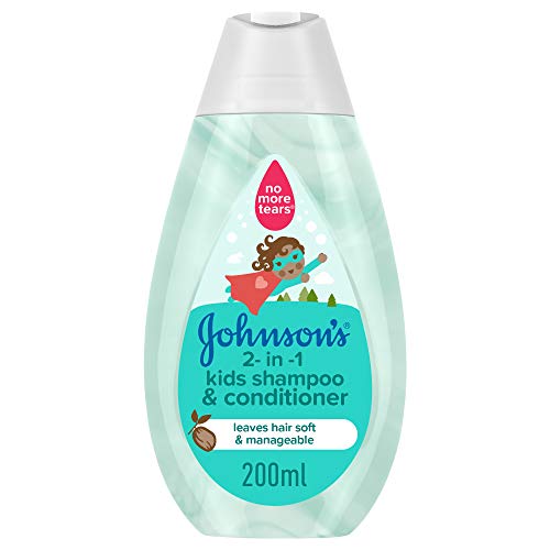 Johnsons Baby 2-In-1 Kids Bath & Shampoo NO MORE TEARS Formula Gently Cleanses Toddlers and Kids Hair & Body Keeps Hair Soft Smooth & Healthy 200ml 200g
