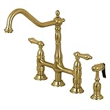 Kingston Brass KS1277ALBS Heritage 8-Inch Kitchen Bridge Faucet with Brass Sprayer, Brushed Brass