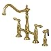 Kingston Brass KS1277ALBS Heritage 8-Inch Kitchen Bridge Faucet with Brass Sprayer, Brushed Brass