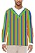AOBUTE Long Sleeve Halloween Shirts Men's Green Blue Striped Tops Casual Holiday Clothes XL