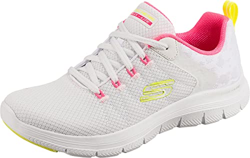 Skechers Flex Appeal 4.0 Elegant Ways, Zapatillas Mujer, White Mesh/Multi Trim, 40 EU