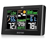 Weather Station Wireless Indoor Outdoor Thermometer: BOZYBO Digital Atomic Clock with Indoor/Outdoor Temp, Temperature Gauge Weather Clock with Calendar and Adjustable Backlight