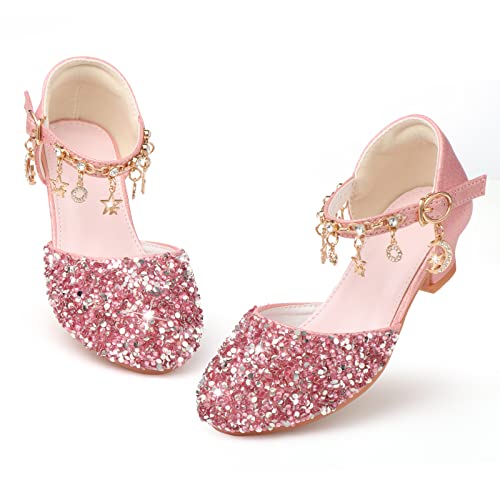 Princess Dress Shoes for Girls - Toddler Sandals with Flower Design for Wedding Party & High Heels4
