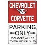 Stmoau Corvette Gifts for Men, Corvette Accessories, Vintage Metal Corvette Parking Only Signs