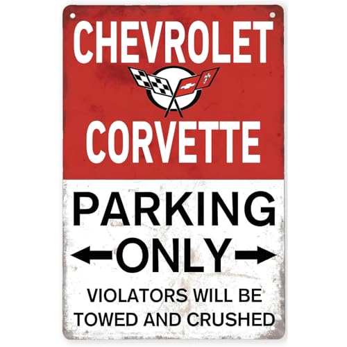 Stmoau Corvette Gifts for Men, Corvette Accessories, Vintage Metal Corvette Parking Only Signs