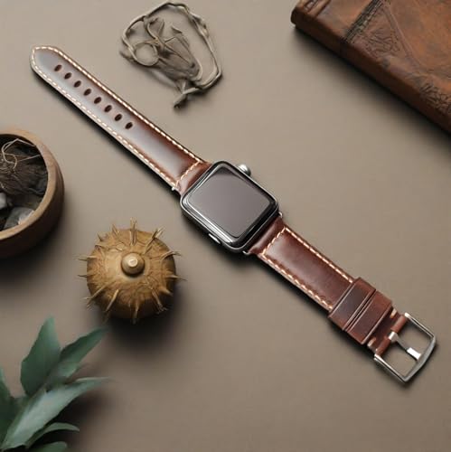 Image of HUAFIY Compatible for Apple Watch Bands 42mm 44mm45mm46mm 49mm 38mm 40mm41mm, Genuine Leather Band Strap for iWatch Series 11 /10 /9 /8,7,6,5,4,3,2,1, Ultra3 2 1