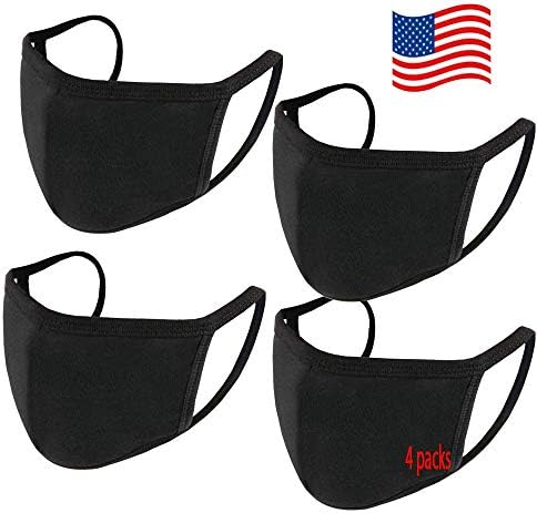 Fashion Black Face Mask Cloth Cover Breathable Thin Reusable washable Made in USA (Pack of 3)……