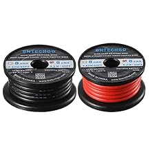 BNTECHGO 8 Gauge Silicone Wire Spool Red and Black Each 30ft Flexible 8 AWG Stranded Tinned Copper Wire