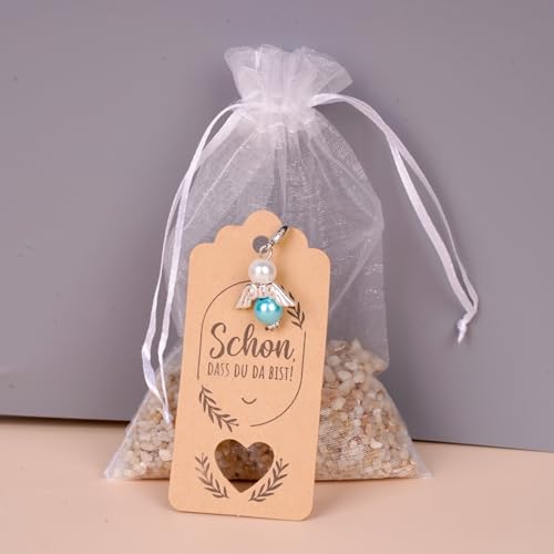 Sploziia 36 Stück Schutzengel Anhänger-Engel Anhänger + Organzabeutel + Kraftpapierkarte(Deutsch) für gastgeschenke hochzeit, taufe geschenk, Geburtstagsgeschenke und Gastgeschenke