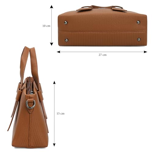 Image of EXOTIC Valeria Satchel Sling Bag for Women | Textured Leatherette Handbag with Top Handle & Detachable Crossbody Strap | Multi-Compartment Structured Purse