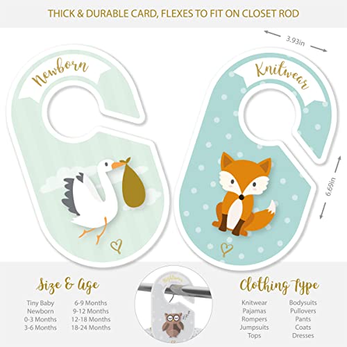 Cozy Hedgehog Baby Closet Dividers & Baby Clothes Organizer - 18 X Baby Clothes Closet Dividers - Neutral Hangers (Boy & Girl) - Size & Age Baby Clothes Dividers #TOP2