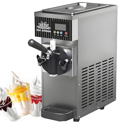 Macchina per Gelato Soft per Uso Commerciale e Domestico, 4-5 kg/h, Schermo LCD Touch, autopulizia, Sistema di preraffreddamento, da banco, Design Professionale in Metallo,Metallic-110V