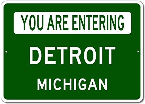 Detroit, Michigan - You are Entering US City Sign - Metal Novelty Sign for Home Decor, Personalized Sign, Man Cave Wall Decor, US City Street Sign - 10x14 inches image 5