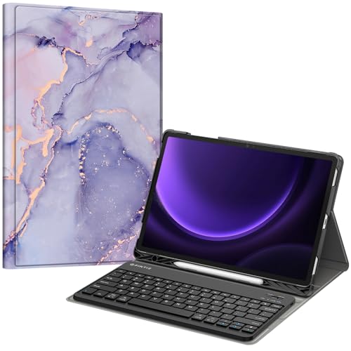 Fintie Keyboard Case for Samsung Galaxy Tab S10+ Plus/ S9 FE+ Plus/Galaxy Tab S9+ Plus 12.4 Inch with S Pen Holder, Slim Stand Cover Detachable Wireless Bluetooth Keyboard, Lilac Marble by FINTIE - Used condition - CA$19.68