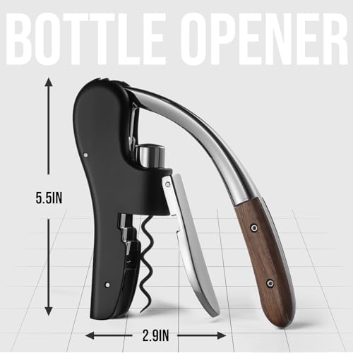 Wine Bottle Opener, Vertical Lever Corkscrew with Built in Foil Cutter Design, Manual Handheld Corkscrew with Ergonomic Lever Pump by Drincarier - Image 4