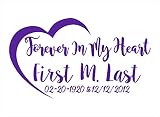 Forever in My Heart / in Loving Memory / Vinyl Decal / Vehicle Decal / Memorabilia (Purple)
