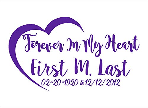 Forever In My Heart / In Loving Memory / Vinyl Decal / Vehicle Decal / Memorabilia (Purple) #TOP5