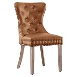 subrtex dining set parsons chairs large set of 2 tufted leather brown