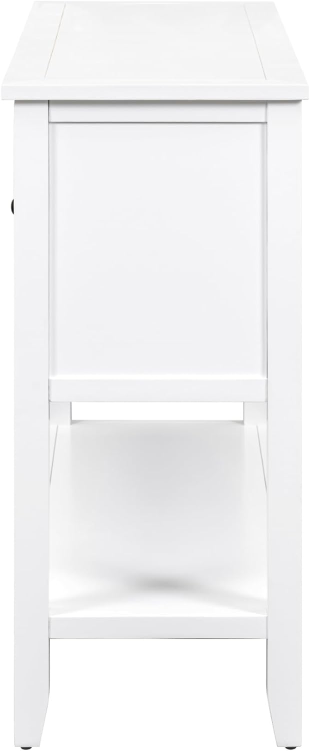 Merax Sideboard Buffet Cabinet with Storage, Rustic Storage Cabinet Console Table, White