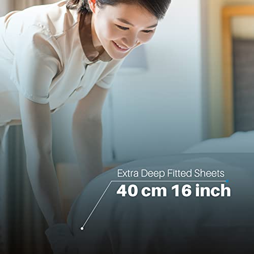 Divine Textiles 400 Thread Count 100% Egyptian Cotton Sateen Extra Deep Fitted Sheets 30cm 16inch, Small Double 4 Feet - White