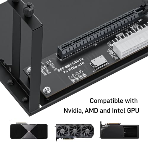 OwlTree PCIe 4.0 x4 64Gbps eGPU External Graphics Cards Dock, with OCuLink SFF-8612 8311 to PCIe x16 and SFF-8611 Male Cable 50cm, Supports GPU Laptop MIni PC Standard ATX Power Supply by OwlTree - Image 4