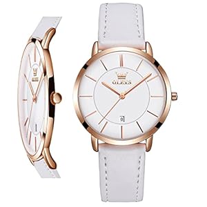 OLEVS Women Watches Ultra Thin 6.5mm Minimalist Dress Fashion Leather Strap Quartz Waterproof Casual Women Wrist Watch