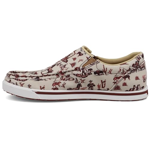 Image of Twisted X Women's Slip-On Kicks, Moc Toe, Maroon & Ivory, 11 M