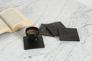 Claymint Wood Veneer Coasters in Black Antique Finish