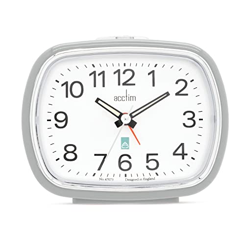 Image of Acctim Camille Analogue Alarm Clock Quartz Luminous Hands Chrome Bezel (Pigeon Grey)