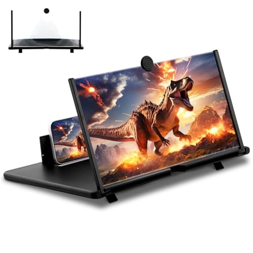 16 inch Phone Screen Magnifier for Smartphone Foldable HD Screen Amplifier with Stand Holder for Movies Gaming Video Enlarger Pulling-out Universal 3D Phone Projector Tech Gifts for Men