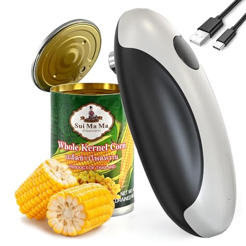 Electric Can Opener One Touch Rechargeable Can Openers with Smooth Edges for kitchen Hand-free Automatic Can Opener for Almost Any Size Can, Ideal Kitchen Gadget for Seniors,Children and Arthritic