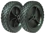 8 Inch Universal Wheels, Replacement for Oregon 72-108, 2-Pack Compatible with Craftsman JD Lawnmower, Edger, BBQ Grills, Radio Flyer Wagon, Hand Truck, Utility Cart, Snowblower Black