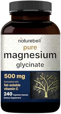 Naturebell Pure Magnesium Glycinate 500mg, 240 Veggie Capsules | 100% Chelated & Purified – 3rd Party Tested, Vegan Friendly, Non-GMO, Filler Free