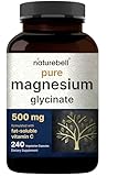 Naturebell Pure Magnesium Glycinate 500mg, 240 Veggie Capsules | 100% Chelated & Purified – 3rd Party Tested, Vegan Friendly, Non-GMO, Filler Free