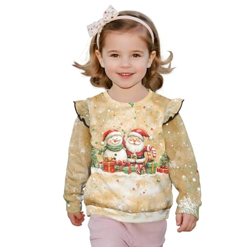 Long Sleeve Shirts for Girls Cute Graphic Fall Tops Ruffle Sweatshirts Toddler Shirts Age 12M-8 Years