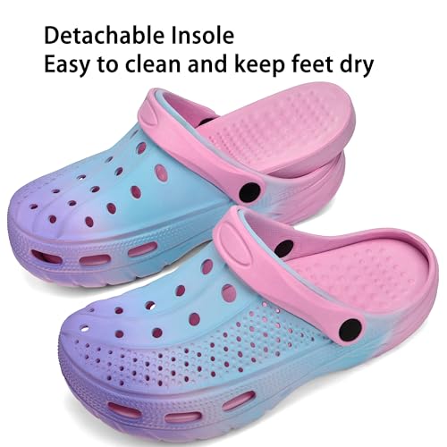 INMINPIN Women and Men Orthopedic Clogs Arch Support Garden Shoes Sandals Slippers with Plantar Fasciitis Feet Insoles,Gradient Pink,11-12 Women/9-10.5 Men