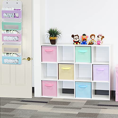 Simple Houseware 5 Clear Window Pocket Over Closet Door Storage Hanging Organizer for Bedroom, Bathroom, Pantry, Colorful - Thumbnail 3