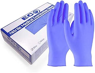 Eco Medi-Glove Nitrile Gloves Powder-Free EN455 Medical Standard - Pack of 100 Blue Ambidextrous Latex Free Disposable Medical Examination Gloves (Large)
