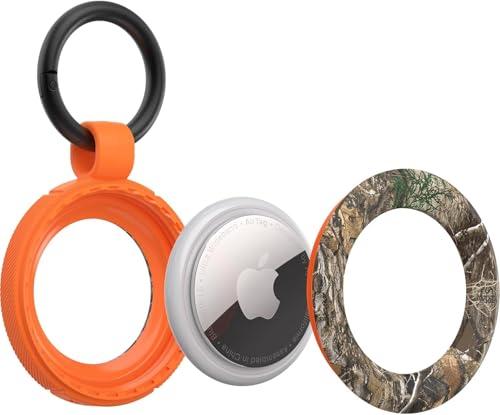 OtterBox Air Tag Case - Rugged Series - Secure Holder - Quick Install - Includes Durible Carabiners - Realtree Camo Orange